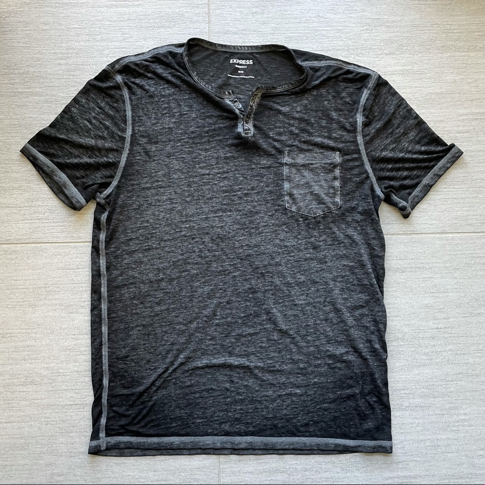 Express Burnout V-Neck Button Shirt